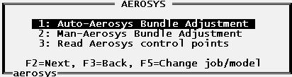 Aerosys Bundle Adjustment menu